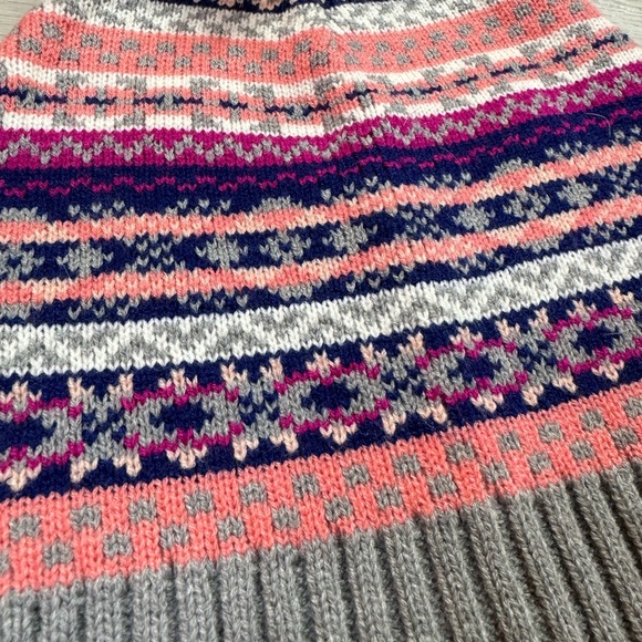 J. Crew Factory Fair Isle Pom-Pom Hat, One size, Gray and Pink - Picture 2 of 10